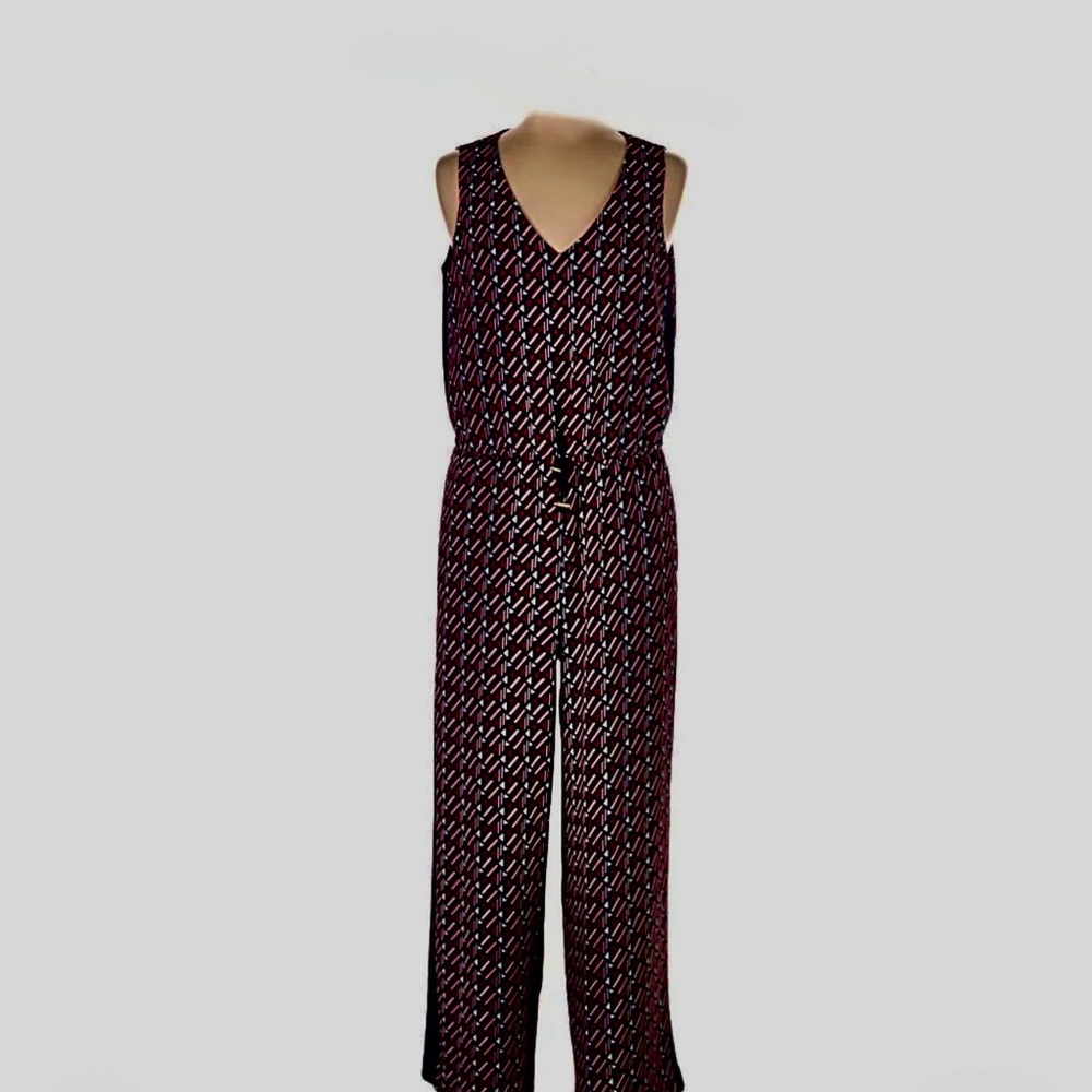 Tommy Hilfiger Red and Black Geometric Jumpsuit